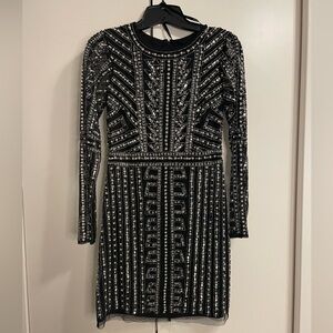 Gianni Bini Black Beaded Long Sleeved Dress Size 4